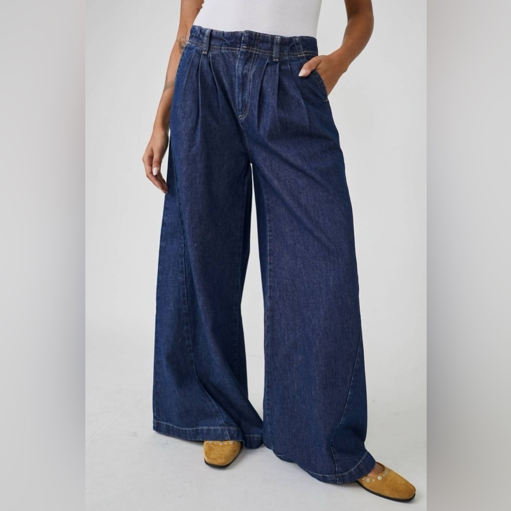 Free People Equinox Denim Trouser Ritual Blue Size 30 LNC - Picture 1 of 6